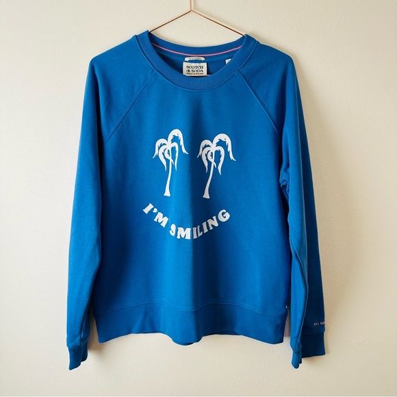 Scotch & Soda Raglan Blue Print Regular Fit Sweatshirt Top - Picture 12 of 15